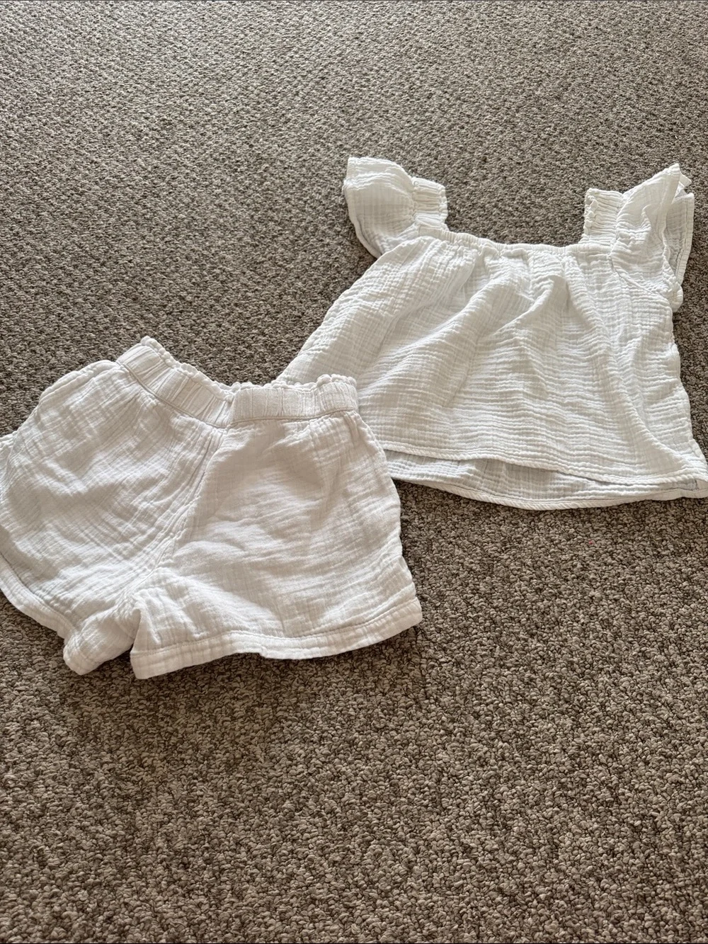 Kids White Cotton Gauze Two-Piece Outfit - Brand